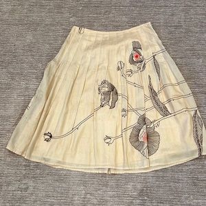 100% silk embroidered knee length skirt